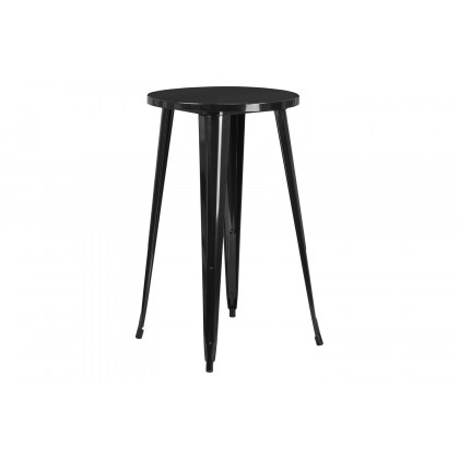 BLNK Dexter Commercial Round Metal Indoor-Outdoor Bar Table Set with 4 Cafe Stools - Black