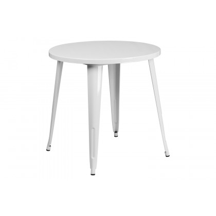 BLNK Jeffrey Commercial Round Metal Indoor-Outdoor Table - White