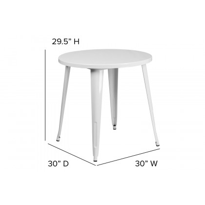 BLNK Jeffrey Commercial Round Metal Indoor-Outdoor Table - White
