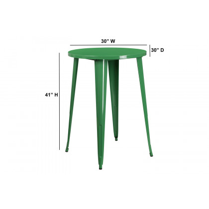 BLNK Philip Commercial Round Metal Indoor-Outdoor Bar Height Table - Green