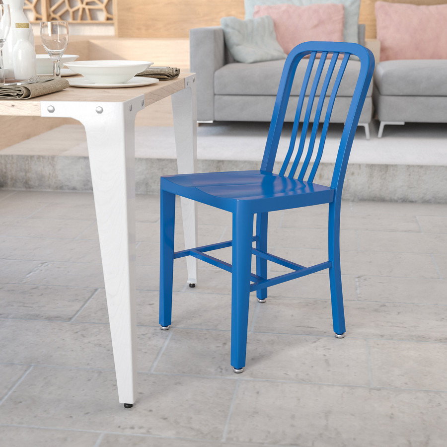 BLNK Gael Commercial Metal Indoor-Outdoor Chair - Blue