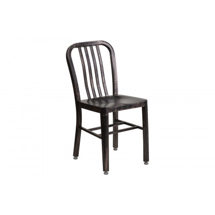 BLNK Gael Commercial Metal Indoor-Outdoor Chair - Black/Antique Gold