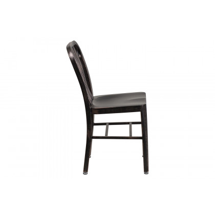 BLNK Gael Commercial Metal Indoor-Outdoor Chair - Black/Antique Gold