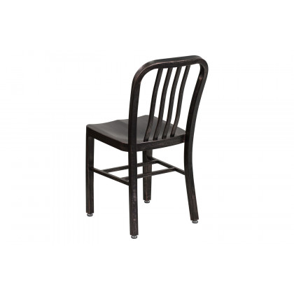 BLNK Gael Commercial Metal Indoor-Outdoor Chair - Black/Antique Gold