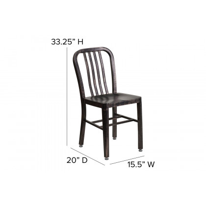 BLNK Gael Commercial Metal Indoor-Outdoor Chair - Black/Antique Gold