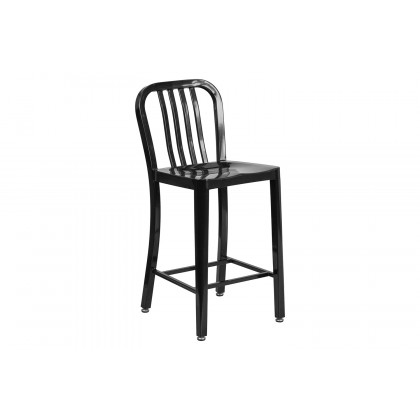 BLNK - Gael Commercial Metal Indoor-Outdoor Counter Height Stool with Vertical Slat Back