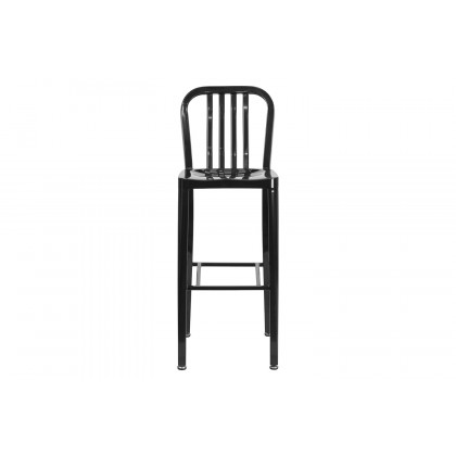 BLNK Gael Commercial Metal Indoor-Outdoor Bar Stool with Vertical Slat Back - Black