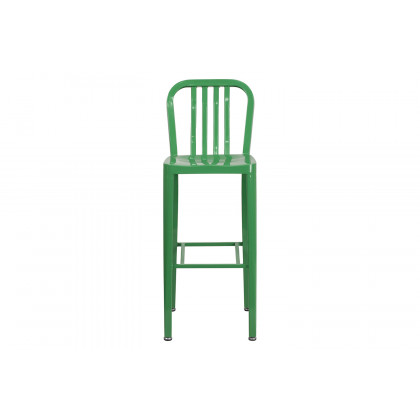 BLNK Gael Commercial Metal Indoor-Outdoor Bar Stool with Vertical Slat Back - Green