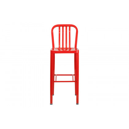 BLNK Gael Commercial Metal Indoor-Outdoor Bar Stool with Vertical Slat Back - Red