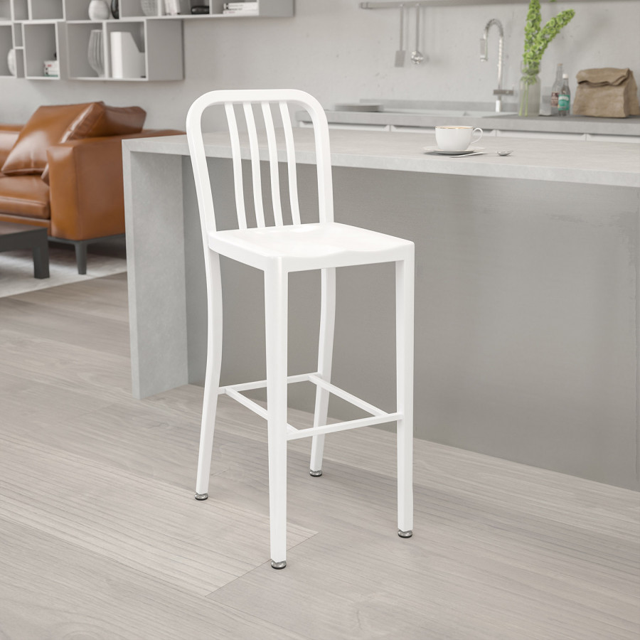 BLNK - Gael Commercial Metal Indoor-Outdoor Bar Stool with Vertical Slat Back