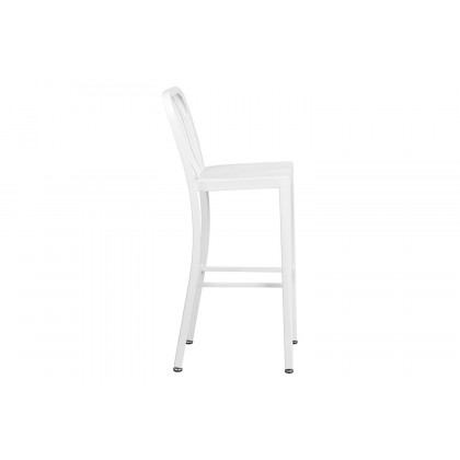 BLNK Gael Commercial Metal Indoor-Outdoor Bar Stool with Vertical Slat Back - White