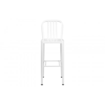 BLNK Gael Commercial Metal Indoor-Outdoor Bar Stool with Vertical Slat Back - White