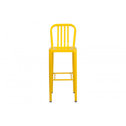BLNK Gael Commercial Metal Indoor-Outdoor Bar Stool with Vertical Slat Back - Yellow