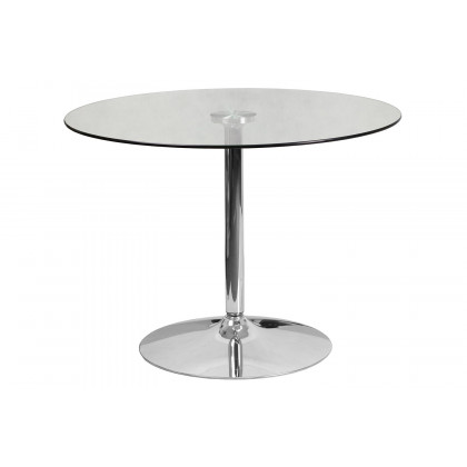 BLNK Hills Round Glass Table with Chrome Base - 39.25"D x 29"H