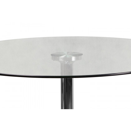 BLNK Hills Round Glass Table with Chrome Base - 39.25"D x 29"H