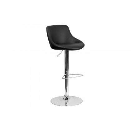 BLNK Dale Contemporary Vinyl Bucket Seat Adjustable Height Bar Stool with Chrome Base - Black