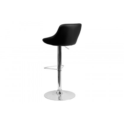 BLNK Dale Contemporary Vinyl Bucket Seat Adjustable Height Bar Stool with Chrome Base - Black