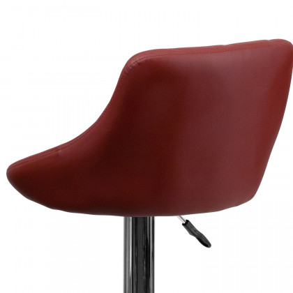 BLNK Dale Contemporary Vinyl Bucket Seat Adjustable Height Bar Stool with Diamond Pattern Back and Chrome Base - Burgundy