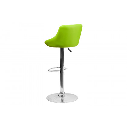 BLNK Dale Contemporary Vinyl Bucket Seat Adjustable Height Bar Stool with Diamond Pattern Back and Chrome Base - Green