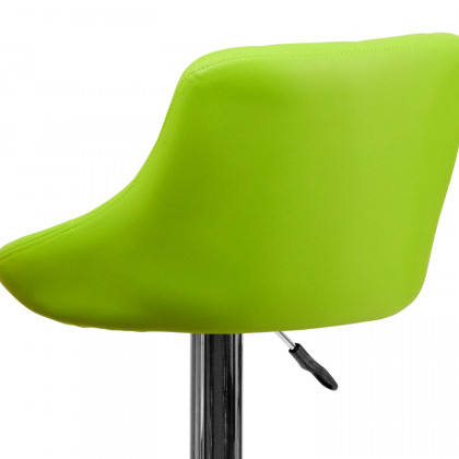 BLNK Dale Contemporary Vinyl Bucket Seat Adjustable Height Bar Stool with Diamond Pattern Back and Chrome Base - Green