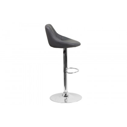 BLNK Dale Contemporary Vinyl Bucket Seat Adjustable Height Bar Stool with Chrome Base - Gray