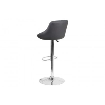 BLNK Dale Contemporary Vinyl Bucket Seat Adjustable Height Bar Stool with Chrome Base - Gray