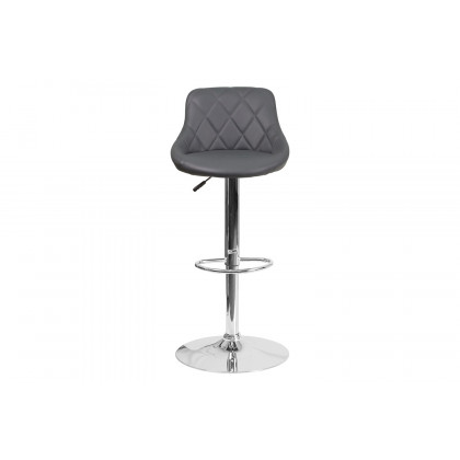 BLNK Dale Contemporary Vinyl Bucket Seat Adjustable Height Bar Stool with Chrome Base - Gray
