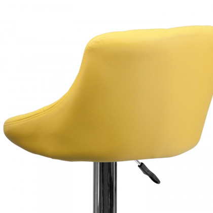 BLNK Dale Contemporary Vinyl Bucket Seat Adjustable Height Bar Stool with Diamond Pattern Back and Chrome Base - Yellow