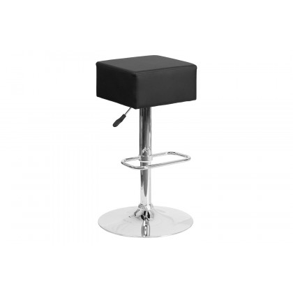BLNK - Farley Vinyl Adjustable Height Bar Stool with Square Seat and Chrome Base
