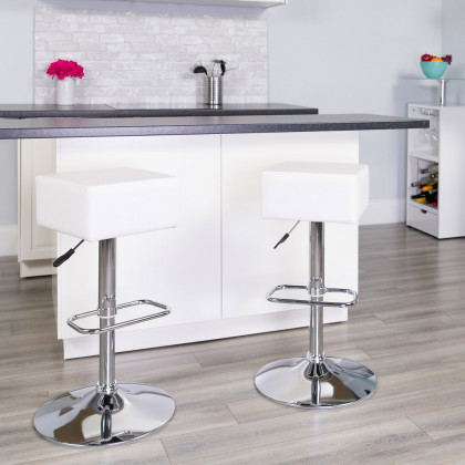 BLNK - Farley Vinyl Adjustable Height Bar Stool with Square Seat and Chrome Base