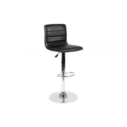 BLNK Vincent Vinyl Adjustable Swivel Bar Stool with Back, Chrome Pedestal Base and Footrest - Black
