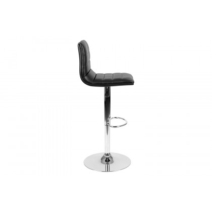 BLNK Vincent Vinyl Adjustable Swivel Bar Stool with Back, Chrome Pedestal Base and Footrest - Black