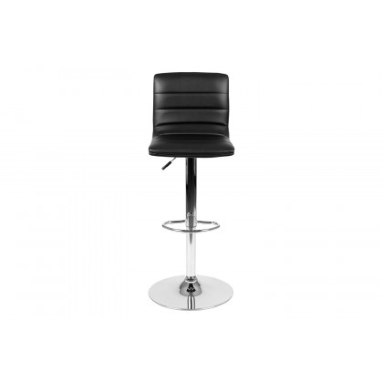 BLNK Vincent Vinyl Adjustable Swivel Bar Stool with Back, Chrome Pedestal Base and Footrest - Black