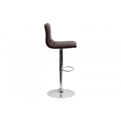 BLNK Vincent Vinyl Adjustable Swivel Bar Stool with Back, Chrome Pedestal Base and Footrest - Brown
