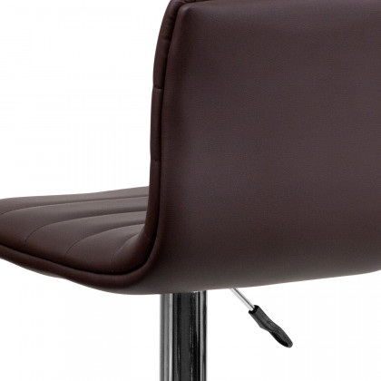 BLNK Vincent Vinyl Adjustable Swivel Bar Stool with Back, Chrome Pedestal Base and Footrest - Brown