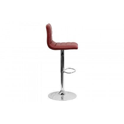 BLNK Vincent Vinyl Adjustable Swivel Bar Stool with Back, Chrome Pedestal Base and Footrest - Burgundy