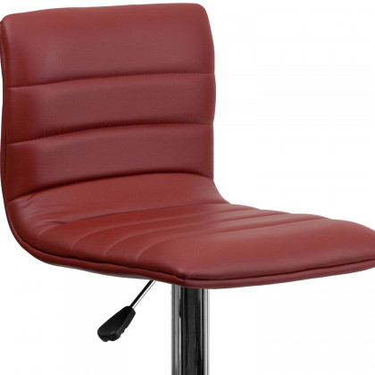 BLNK Vincent Vinyl Adjustable Swivel Bar Stool with Back, Chrome Pedestal Base and Footrest - Burgundy