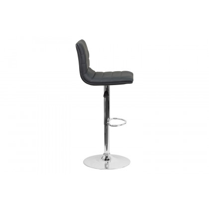 BLNK Vincent Vinyl Adjustable Swivel Bar Stool with Back, Chrome Pedestal Base and Footrest - Gray