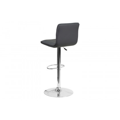 BLNK Vincent Vinyl Adjustable Swivel Bar Stool with Back, Chrome Pedestal Base and Footrest - Gray