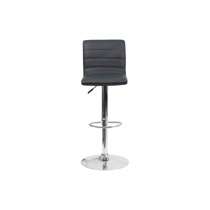 BLNK Vincent Vinyl Adjustable Swivel Bar Stool with Back, Chrome Pedestal Base and Footrest - Gray