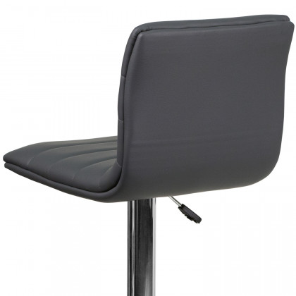 BLNK Vincent Vinyl Adjustable Swivel Bar Stool with Back, Chrome Pedestal Base and Footrest - Gray