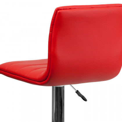 BLNK Vincent Vinyl Adjustable Swivel Bar Stool with Back, Chrome Pedestal Base and Footrest - Red