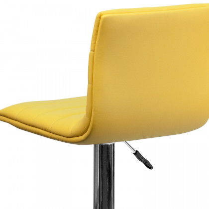 BLNK Vincent Vinyl Adjustable Swivel Bar Stool with Back, Chrome Pedestal Base and Footrest - Yellow