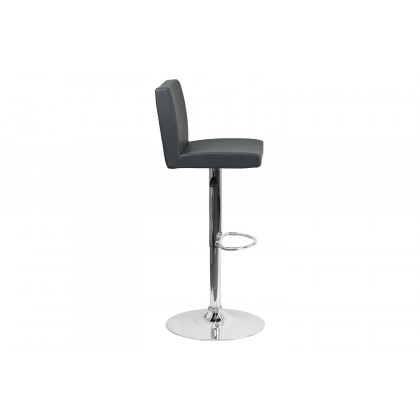 BLNK Betty Vinyl Adjustable Height Bar Stool with Panel Back and Chrome Base - Gray