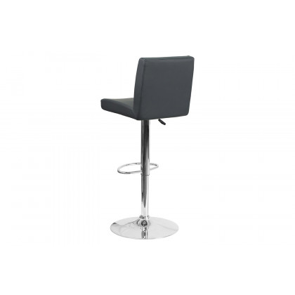 BLNK Betty Vinyl Adjustable Height Bar Stool with Panel Back and Chrome Base - Gray