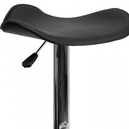 BLNK Caleb Vinyl Adjustable Height Bar Stool with Wavy Seat and Chrome Base - Black