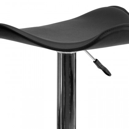 BLNK Caleb Vinyl Adjustable Height Bar Stool with Wavy Seat and Chrome Base - Black