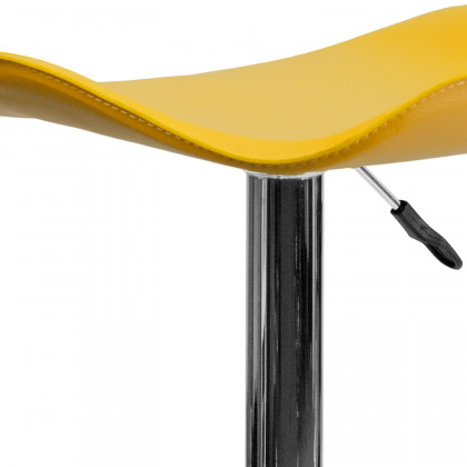 BLNK Caleb Vinyl Adjustable Height Bar Stool with Wavy Seat and Chrome Base - Yellow