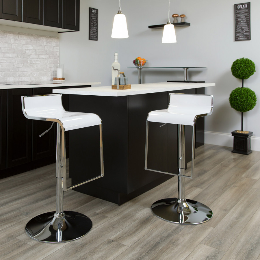 BLNK - Contemporary Plastic Adjustable Height Bar Stool with Chrome Drop Frame