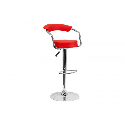 BLNK - Cruz Vinyl Adjustable Height Bar Stool with Arms and Chrome Base